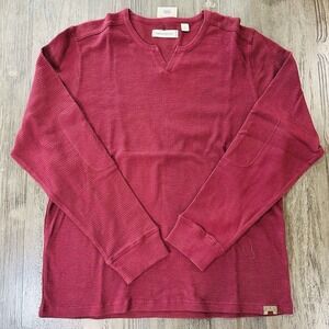 Dakota Grizzly Sweater Shirt Long Sleeve Shirt Red‎ Maroon L V Neck
